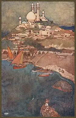 La cité royale de Deryabar, Histoire de la princesse de Deryabar, dessin d'Edmond Dulac (1907).