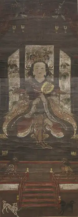 La déesse du Mont Kōya, Niu Myōjin. XIVe&nbsp;siècle, Honolulu Museum of Art.