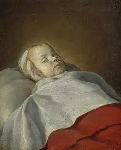 Portrait d'un enfant mort, par un anonyme flamand, c.1650, musée de Besançon