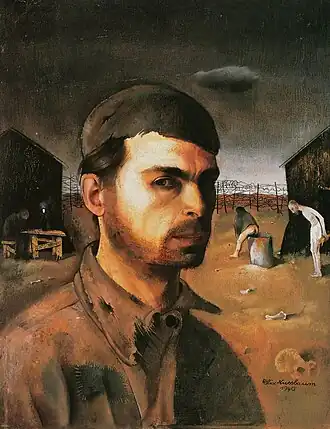 Autoportrait dans le camp, Camp de concentration de Saint-Cyprien, France, 1940.