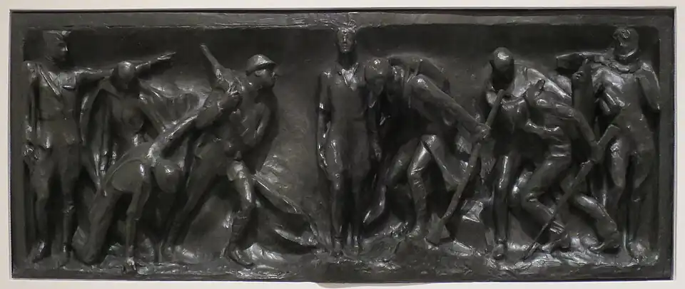 Arche de la Victoire, l'un des deux reliefs en bronze, New York