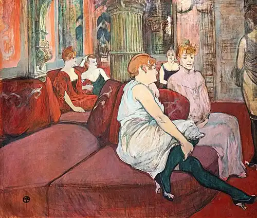 Salon de la rue des Moulins (1894-1895), huile sur carton, Albi, musée Toulouse-Lautrec.