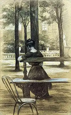 La lecture au jardin du Luxembourg, fusain et gouache sur papier, Albi, musée Toulouse-Lautrec.