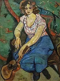 Femme à la guitare (1920)  huile sur toile, Collection particulière France.