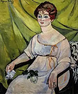 Femme dans un fauteuil. Portrait de Madame G. (1919)  huile sur toile, Collection particulière France.