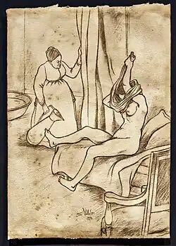 La salle de bains (1894), dessin sur papier,  Collection Privée.