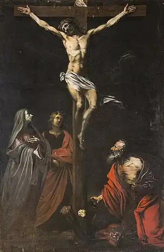 Crucifixion avec la Vierge, saint Jean et saint Jérôme.
