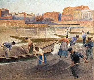 Déchargement du sable (1902), huile sur toile.