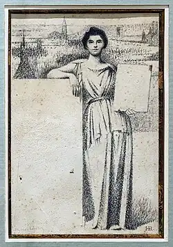 Projet de menu, encre sur papier.