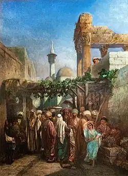 Promeneurs aux abords de la colonnade de Bacchus à Latakieh - Musée des Beaux-Arts de Narbonne (v. 1855)