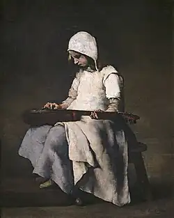 Théodule Ribot, La jeune fille à la guitare , Huile sur toile