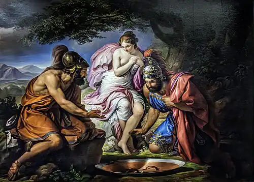 Hélène jouée aux dés par Thésée et Pirithoüs.