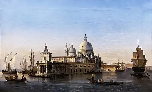 La pointe de la douane et l'église de la Salute par Giovanni Melan, 1854, Musée Bailo à Trévise