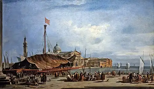 Veduta dal molo del bacino con l'isola di San Giorgio maggiore, Trévise, Museo Civico.