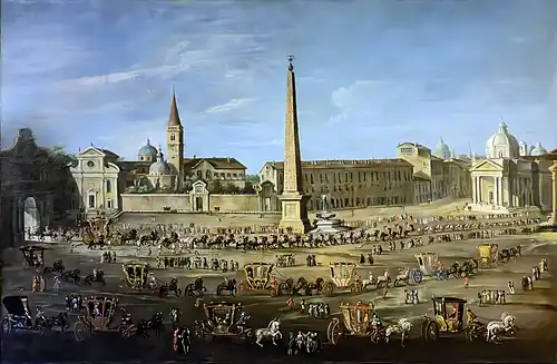 Entrée de Pietro Mocenigo, ambassadeur auprès du pape, sur la Piazza del Popolo (1761) par Antonio Joli
