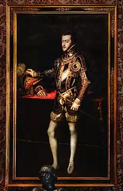 Philipe II d'Espagne en armure copie d'après le Titien.