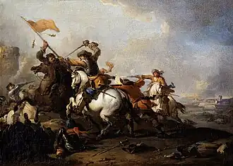 Scène de bataille - cavalier frappant le porte-étendard avec son épée  1755, Pinacoteca Querini Stampalia
