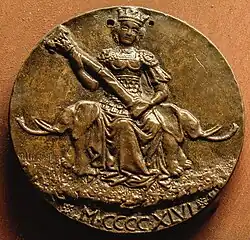 La force assise sur deux éléphants (1445) par Matteo de' Pasti