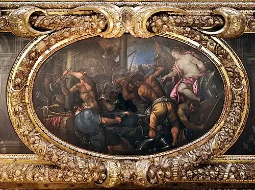 Vénus supervise le travail des Cyclopes dans la forge de Vulcain