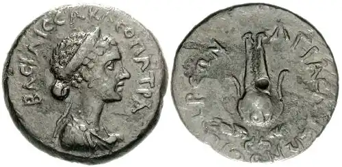 Hémiobole à l'effigie de Cléopâtre VII, frappée à Patras v. 32/31 av. J.-C.