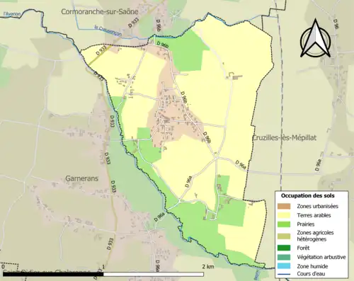 Carte en couleurs présentant l'occupation des sols.