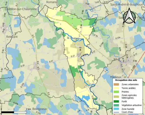 Carte en couleurs présentant l'occupation des sols.