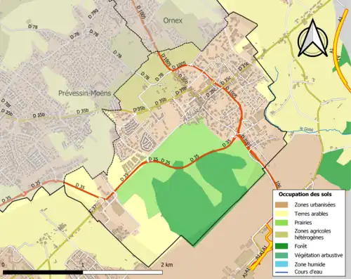 Carte en couleurs présentant l'occupation des sols.