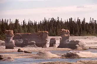 Sud de l'île Quarry, monolithes - formations calcaires, forêt boréale