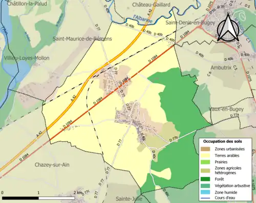 Carte en couleurs présentant l'occupation des sols.