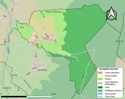 Carte en couleurs présentant l'occupation des sols.