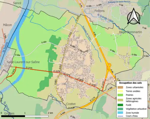Carte en couleurs présentant l'occupation des sols.