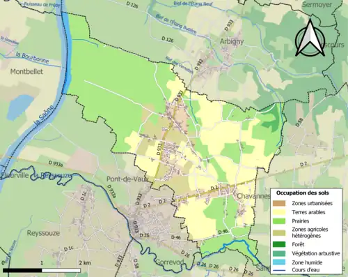 Carte en couleurs présentant l'occupation des sols.