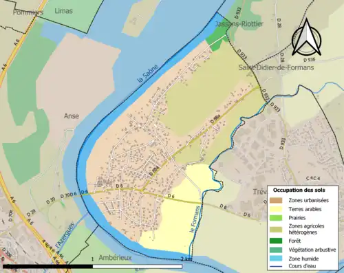 Carte en couleurs présentant l'occupation des sols.