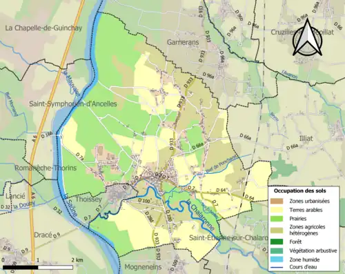 Carte en couleurs présentant l'occupation des sols.