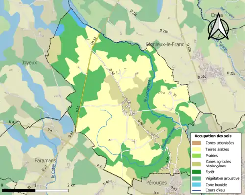 Carte en couleurs présentant l'occupation des sols.