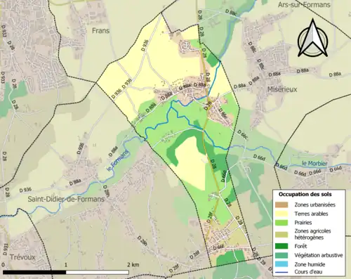 Carte en couleurs présentant l'occupation des sols.
