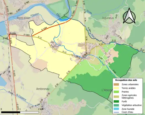 Carte en couleurs présentant l'occupation des sols.