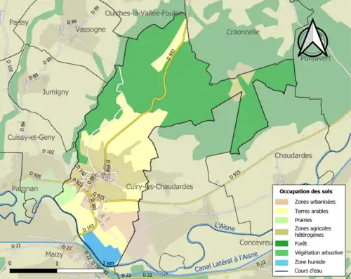 Carte en couleurs présentant l'occupation des sols.