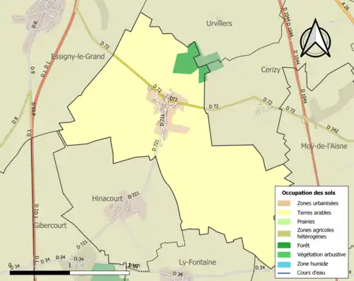 Carte en couleurs présentant l'occupation des sols.
