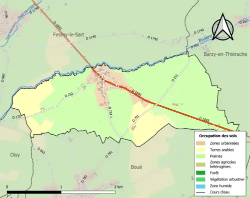 Carte en couleurs présentant l'occupation des sols.