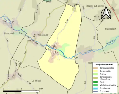 Carte en couleurs présentant l'occupation des sols.