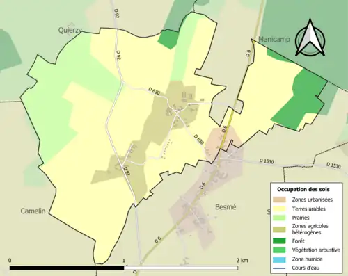 Carte en couleurs présentant l'occupation des sols.