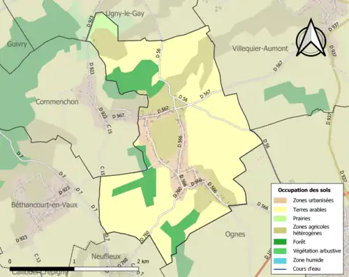 Carte en couleurs présentant l'occupation des sols.