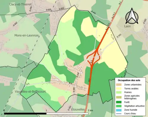 Carte en couleurs présentant l'occupation des sols.