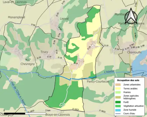 Carte en couleurs présentant l'occupation des sols.