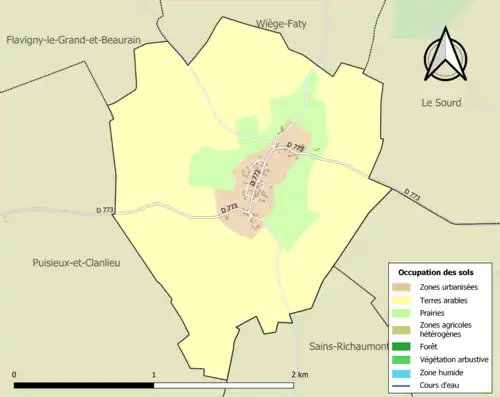 Carte en couleurs présentant l'occupation des sols.