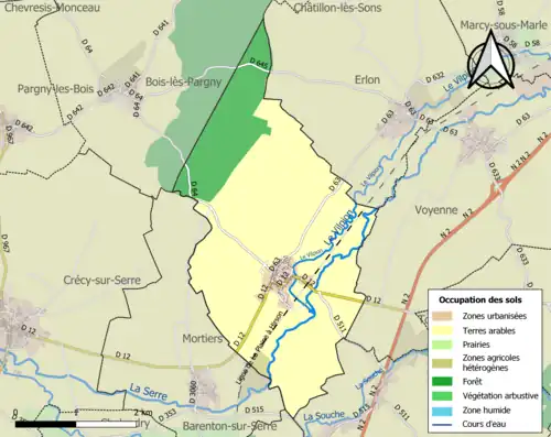 Carte en couleurs présentant l'occupation des sols.