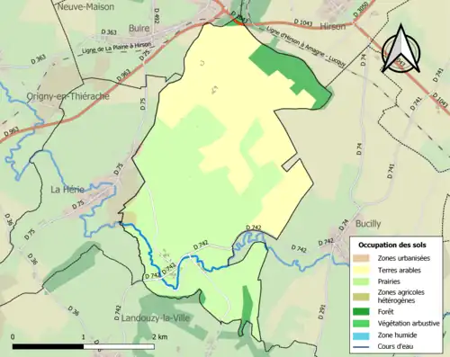 Carte en couleurs présentant l'occupation des sols.
