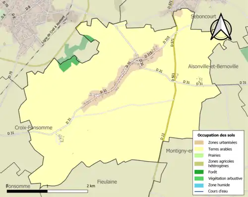 Carte en couleurs présentant l'occupation des sols.