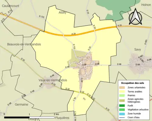 Carte en couleurs présentant l'occupation des sols.
